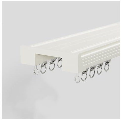 Gardinenleisten 2 läufig Für Fenster, Vorhangschiene Deckenmontage, Schwerlast-Vorhangstange Für Wohnzimmer, Schlafzimmer, Raumteiler (Color : White, Size : 5.2m(4 * 1.3m))