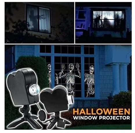 Holographic Projector Light for Halloween Christmas Party - 12 Movies Mini Home Theater With Tripod, LED Indoor Outdoor Lighting for Spooky Nights and Holiday Decorations