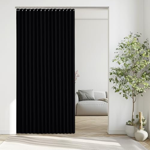 StangH Detachable Ring Outdoor Curtains - Privacy Protect Drapes Windproof Weighted Panel with Tieback and Hooks for Sunroom/Porch/Garden, W100 x L84, Black, 1 Panel