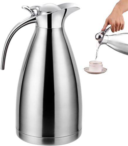 Café térmico CARAFE 2L Frascos para bebidas calientes y frías Café de acero inoxidable CARAFE Aislada Mantenga el agua caliente durante 24 horas Jug de agua Tetera para bebidas de café Dispensador