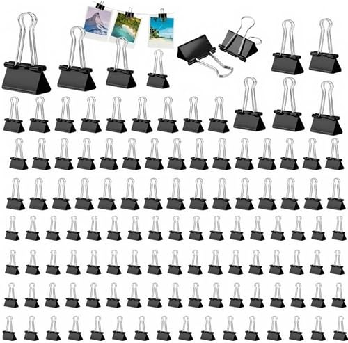 130 Molle Fermacarte, WizeFolk clip nere pieghevoli,Cancelleria Clip,Clip per Raccoglitori,Clip Fermacarte Metallo Foldback Diverse Dimensioni da 15 mm 18 mm 25 mm 32 mm 40 mm