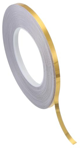 PATIKIL Cinta Película Poliéster Metalizada 6.3 mm x 50 Metros, Cinta Decorativa Metalizada Dorada Cepillada Cinta Adhesiva Espejo Para Detalles Paredes Acento Artes Gráficas | Cinta Decorativa Metalizada Dorada Cepillada, Cinta Adhesiva Espejo, Para Detalles Paredes Acento Artes Gráficas