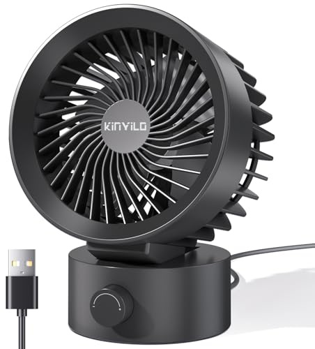 KinYiLO USB-Schreibtischventilator, klein, leise, stufenlose Geschwindigkeit, flexibel einstellbar, Mini-Ventilatoren für Zuhause, Büro, Wohnheim, Schreibtisch, tragbarer Reiseventilator, persönliche