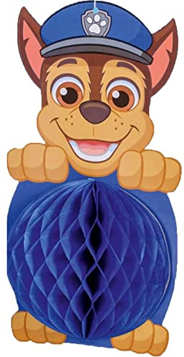 TIB Heyne 1 Wabenball-Figur * Chase - PAW Patrol * als Deko für Kindergeburtstag ud Mottoparty | 30cm groß, 15cm Durchmesser, blau | Polizeihunde Tischdeko Honeycomb Party Geburtstag