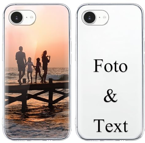 Yoedge Personalisierte Handyhülle für iPhone 17e / iPhone 16e Hülle Personalisiert 6,1, Transparente Hülle mit Foto Bedrucken Bild Text Schutzhülle Selbst Gestalten für iPhone 17e / iPhone 16e