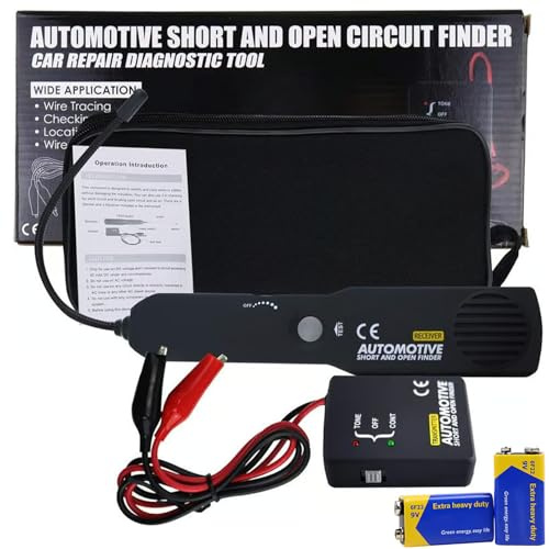 Cable Tracker Electrical, Em415 Automotive Electrical Open&Short Finder Circuit Tester Tone Generator Cable Wire Breaker Tracker Fault Finder Dc Less Than 42v Probe Car Diagnostic Tools (Black)