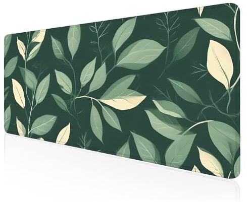 Mouse Mat 70x35 CM Desk Mat Large, Simple leaves Desk Mat, Gaming Mouse Pad, Stitched Edges Comfortable Mousepad Extended Mousepad With Non-Slip Rubber Water-Resistant Surface for Home Office Y-136