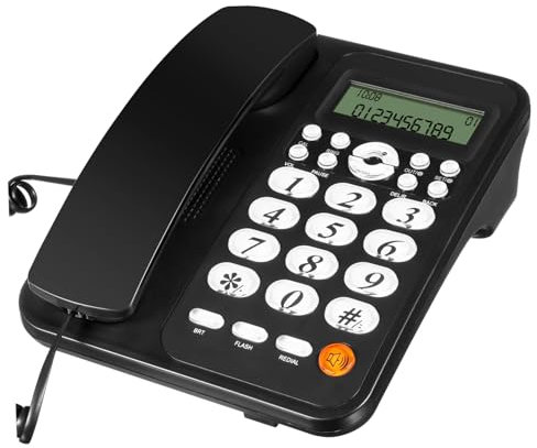 FUNNETOYU Telefono Cablato per Casa con ID Chiamante Telefono da Tavolo Stabile e Affidabile Design Classico con Display e Funzioni Multiple per Ufficio e Uso Domestico