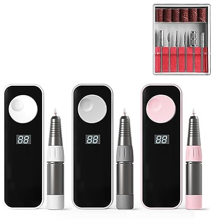 Torno para Uñas, Taladro eléctrico de uñas de 35000RPM con juego de cortadores, máquina de manicura for manicura, fresadora de uñas, equipo de uñas de salón para Salón DIY Principiantes Mujeres Niñas(