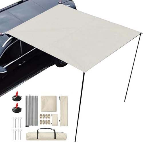 Motor Tarp - Für Jedes Fahrzeug - UV-Schutz (UV80) Sonnensegel - Inkl. Aufstellstangen, Saugnäpfe, Heringe, Aufbewahrungstasche Und Abspannbänder, 200x300x240cm, Wasserdicht 5000mm