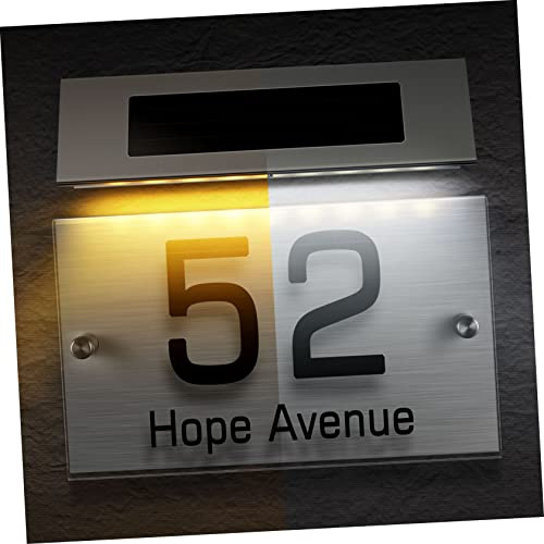 TOVINANNA Cartel De Dirección Solar 18 Led Bicolor Lámpara Solar Para Número De Casa De Pared Acrílica Para Exterior Uso Jardín y Porche