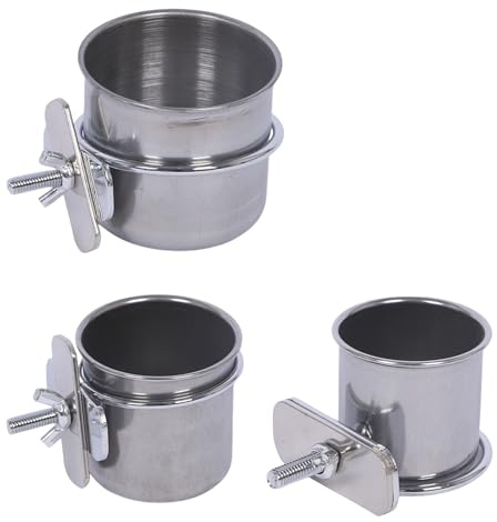 Geavonyg Bol d'alimentation pour Oiseaux Tasse Fournitures De Perroquets Ensemble De Jouets Tourtereaux Perruches Tasse Accessoires Oiseaux en Acier Inoxydable