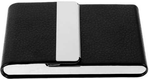 DIKACA Porta Biglietti da Visita in Pelle Nero Custodia Business Card Resistente e Portatile per Viaggi Internazionali Organizer Salvaspazio per Carte Id e Tessere Design Elegante e