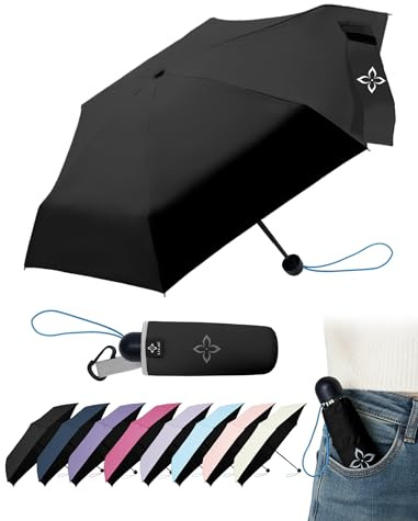 LILAC Mini Taschenschirm & Reiseschirm, kompakter Regenschirm mit 110 cm Abdeckung, windfest, verstärkter Rahmen, leicht tragbar, UPF 100+ Sonnenschutz für Damen, Herren & Studenten