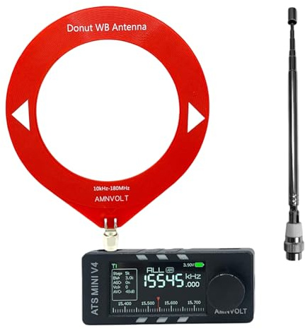 CRGANGZY ATS Mini V4 Radio mit IPS-Display, AM/FM-Empfänger mit Kopfhörerverstärker, Amnvolt V4 ATS Mini Si4732 for Wandern Camping Outdoor Plastik