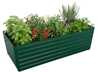 Relaxdays Hochbeet, verzinktes Metall, Blumen, Pflanzen & Gemüse, HBT: 60x200x100 cm, eckiges Pflanzenbeet, Farbauswahl