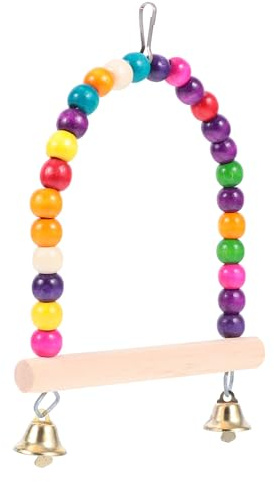 BAZEITFLOW Columpio Colgante Accesorio para Jaula de Madera para Pájaros y Loros Juguete para Mordisquear y Trepar Adecuado para Entretener