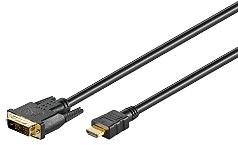 Goobay 51580 Cavo DVI/HDMI, Dorato, Nero, 2m Lunghezza del Cavo