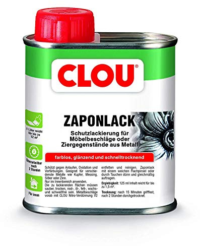 Clou Zaponlack Schutzlackierung für Möbelbeschläge oder Ziergegenstände aus Metall im Innenbereich zum Anlaufschutz, 125ml