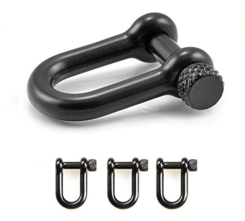 Ganzoo Schäkel-Set aus Stahl, U-Form, schwarz, Größe S, Außen 26 x 20 mm, Öffnung 17 x 8 mm, Stärke 4 mm, 3er Pack, mit Schraubverschluss, für Paracord Armbänder, Kordeln, Gurte und Halsbänder