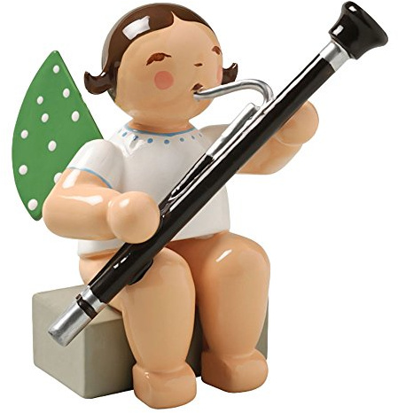 Wendt & Kuhn Brunette Handbemalt grunhainichen Angel Fagott Figur sitzend