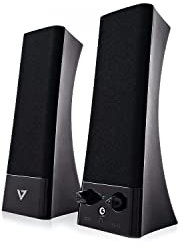 V7 SP2500-USB-6E Altavoces alimentados por USB para portátiles y ordenadores de escritorio, Negro