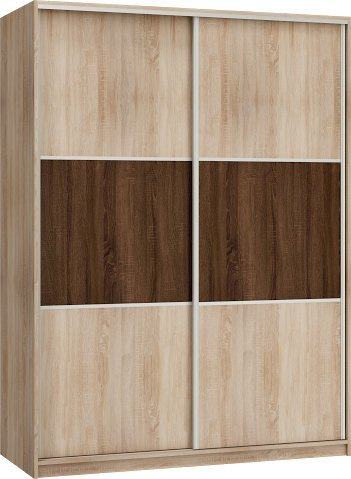 FurnitureByJDM Kleiderschrank mit Schiebetüren – Moderner Schiebetürenschrank mit Regalen (160x216x65 cm) 160 cm Breit – Doppel-Kleiderschrank für Schlafzimmer (Eiche Sonoma Hell/Dunkel - RICO)