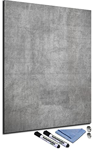 Glas-Magnettafel 60x80 Pinnwand Wand mit Zubehör Whiteboard Küche Textur Grau Büro Office