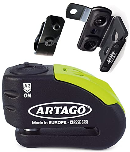 Artago 30X6 Pack Bromsskivlås med Alarm 120db Hög Säkerhet + Hållare för Yamaha MT-09 och Tracer 900, SRA och Sold Secure Gold homologerad