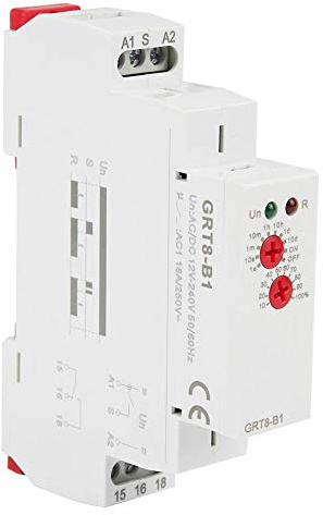 Multifunktions Relais, GRT8-B1 Multifunktionsrelais AC/DC 12V ~ 240V Zeitschaltrelais Mini Zeitrelais mit LED Anzeigen, 12V Relais für Treppenhaus Schaltung