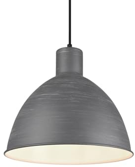 meineWunschleuchte Pendelleuchte im Industrie Look mit Metall Lampenschirm Ø 30cm in Beton/Grau und innen Weiß