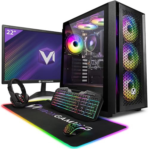 Vibox I-18 Gaming PC - 21.5 Monitor Bundle - Quad Core AMD Ryzen 3200G Processor - Radeon Vega 8 Graphics - 8GB RAM - 480GB SSD - Windows 11 - WiFi