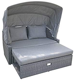 Garten Lounge Sonneninsel Sofa Funktion Sitzgruppe Sitzecke Polyrattan grau