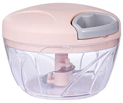 LTLCLZ Multifonctions Mini Hachoir Manuel, 900Ml Hachoir Manuel Coupe Oignon avec 5 Lames en Acier Inoxydable, Manuel Mixeur Coupe Legumes à Couper Viande, Légumes, Fruits,Aliments,Rose,Small