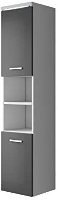 Paso Badezimmer Schrank 160cm Hochglanz Grau - Regal Hochschrank für Bad