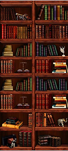 wandmotiv24 Türtapete Bücherregal, Schrank, Buch, Figur 80 x 200cm (B x H) - Dekorfolie Selbstklebend Sticker für Türen, Türfolie, Aufkleber, M1108