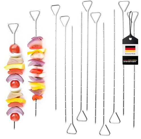 bremermann Grillspieße 12er Set // Edelstahl ca. 29,5 cm // Schaschlik-Spieße im Vorteilspack