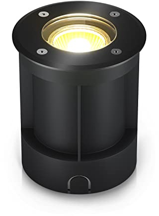 lambado® LED Bodenstrahler für Außen in Schwarz - Wasserdicht & Befahrbar inkl. 3W GU10 Strahler neutralweiss - Runde Bodenleuchte/Bodeneinbaustrahler IP67 für Terrasse & Garten