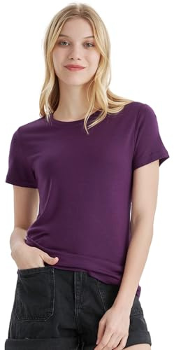Merino Protect 100% Merino Wool T Shirts Women Crew Neck Tops Short Sleeve Odor Resistance Base Layer Travel Hiking Tee Shirt