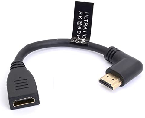 8K HDMI Verlängerungskabel, kurzes HDMI 2.1 Stecker auf Buchse, 90 Grad Winkelkabel, Hochgeschwindigkeits-48 Gbit/s-Extender-Adapter, unterstützt 8K @ 60 Hz, 4K @ 120 Hz (Down) (Left)