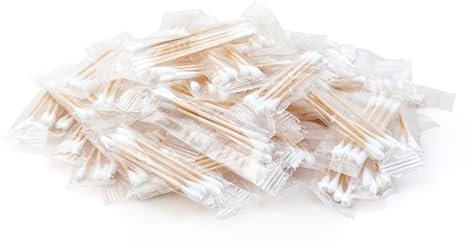 100 Pack Cotton Swabs, Individually Wrapped Cotton Swab, Individually Wrapped Double Tipped Wooden Sticks for Ear, Make-up(4pcs per Bag, 100 Bags, Double Round End)