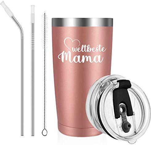 Livole Mama Geschenk für Muttertag und Weihnachten - Geschenkidee für Mutter, Ehefrau, Tochter - Weltbeste Mama Edelstahl Thermobecher 20oz/600ml Kaffeebecher to go