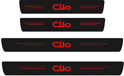 EAGLEG 4 Piezas Pegatina para Umbral de Coche para REN-Ault Clio 2 3 4 5 2021-1998, Película Protectora Estribos Fibra Carbono Autoadhesivo Puerta Guardias del Borde Decoración Accesorios,Red