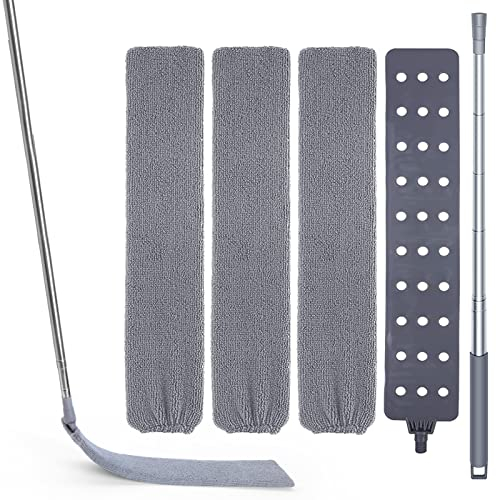 Retractable Gap Dust Cleaner Brush with Long Handle (30 to 100 inches), Cleaning Tools with 3 Microfiber Dusting Cloths, Extendable Duster for Cleaning Under Refrigerator Sofa Couch Bed Furniture