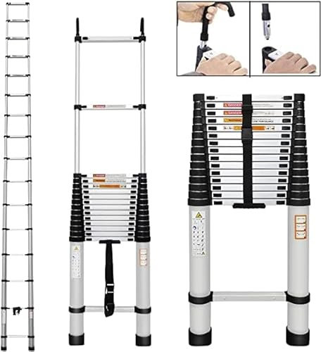 Aluminium Telescopic Extension Ladder - Heavy Duty, Multi-Purpose, Portable with Non-Slip Feet - EN131 Safe Standard, Collapse RV Ladder - 6.2M/20.5FT, 330lbs Max Load