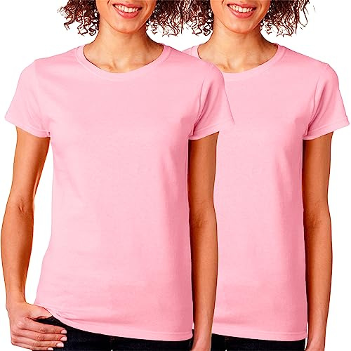 BOD HOME, Pack 1 o 2 Camisetas de Mujer, Manga Corta 100% Algodón, Camiseta Cuello Redondo Transpirable y Ligera, Ocho Colores Lisos, Cómoda y Suave, Camiseta Básica, Casual, Tallas S, M, L, XL, XXL