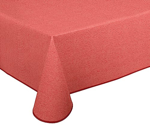 BEAUTEX Wachstuchtischdecke abwaschbar Leinenstruktur Rot Eckig 110x140 | Wasserundurchlässig, pflegeleicht, strapazierfähig, für Küche, Esszimmer, Balkon & Garten, ideal zum Basteln mit Kindern