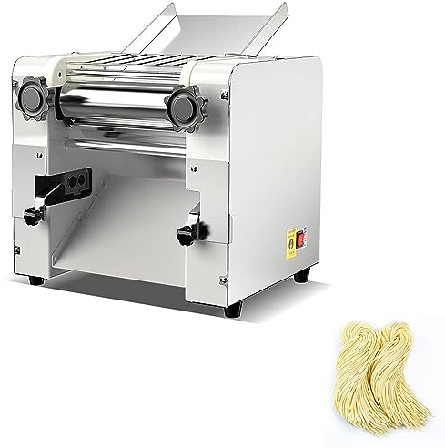 Commercial Electric Pasta Maker Machine,Professional Dumpling/Noodle Maker with Round Noodle Knife Set,Stainless Steel Electric Pizza Dough Roller Automatic Noodles Cutter for Spaghetti, Fettuccine