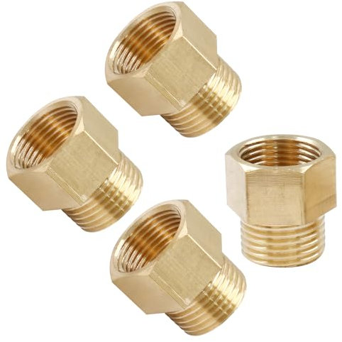 Unlorspy 4 Pcs High Pressure Brass Pipe Fitting,1/2 Female x 1/2 Male Thread Adaptor for Efficient Plumbing Systems Secure Connections