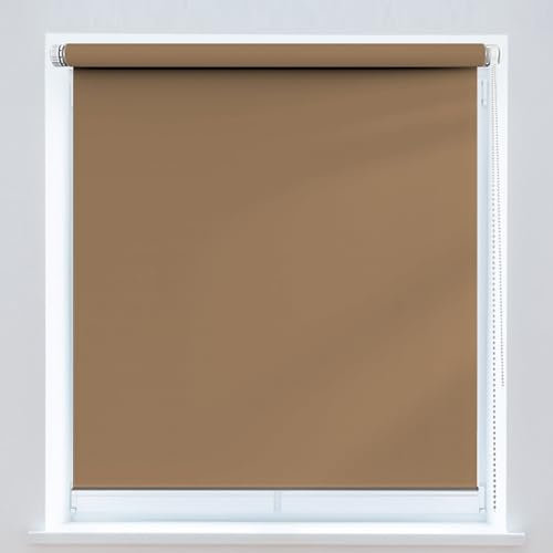 Verdunkelungsrollo 95 x 160 cm, Blickdicht Sichtschutz Sonnenschutz, Rollo Für Fenster Und Türen, mit Aluminium-Schienen, für Fenster & Tür, Taupe